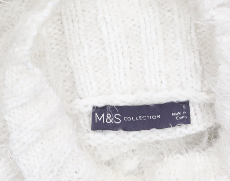 Womens UK Size S Marks and Spencer White Pullover Jumper