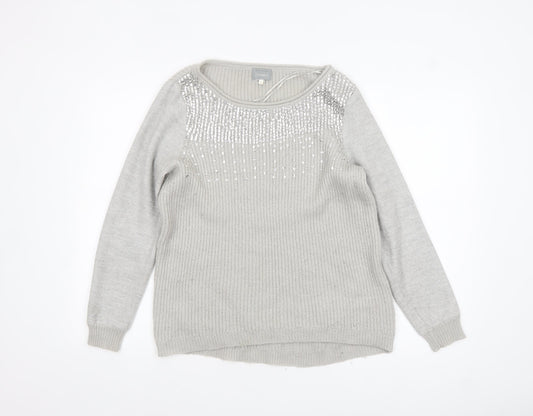 Womens UK Size 12 Mint Velvet Grey Pullover Jumper
