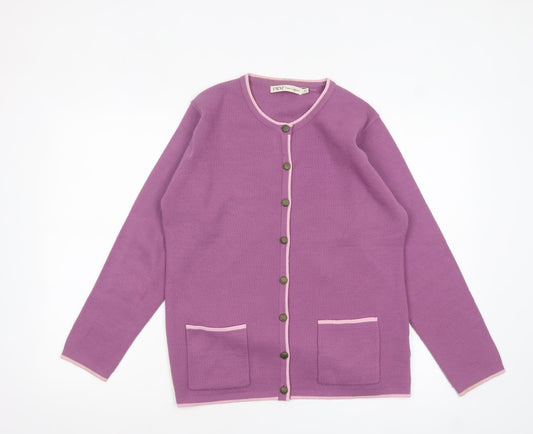 Womens UK Size 14-16 EWM Purple Cardigan Jumper
