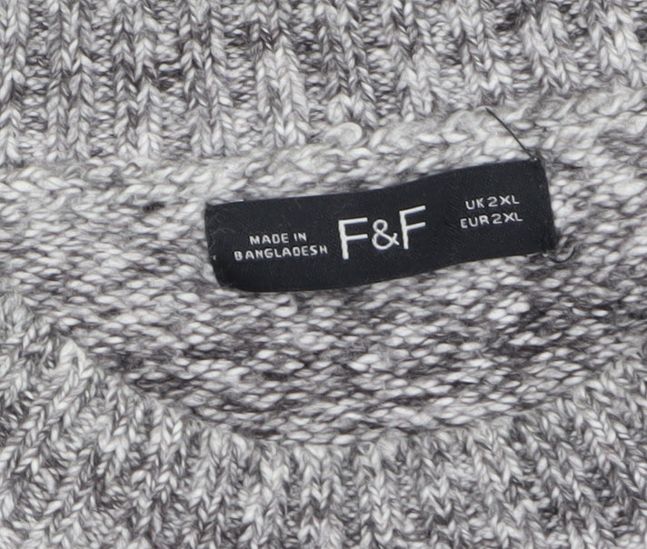 Mens UK Size 2XL F&F Grey Pullover Jumper