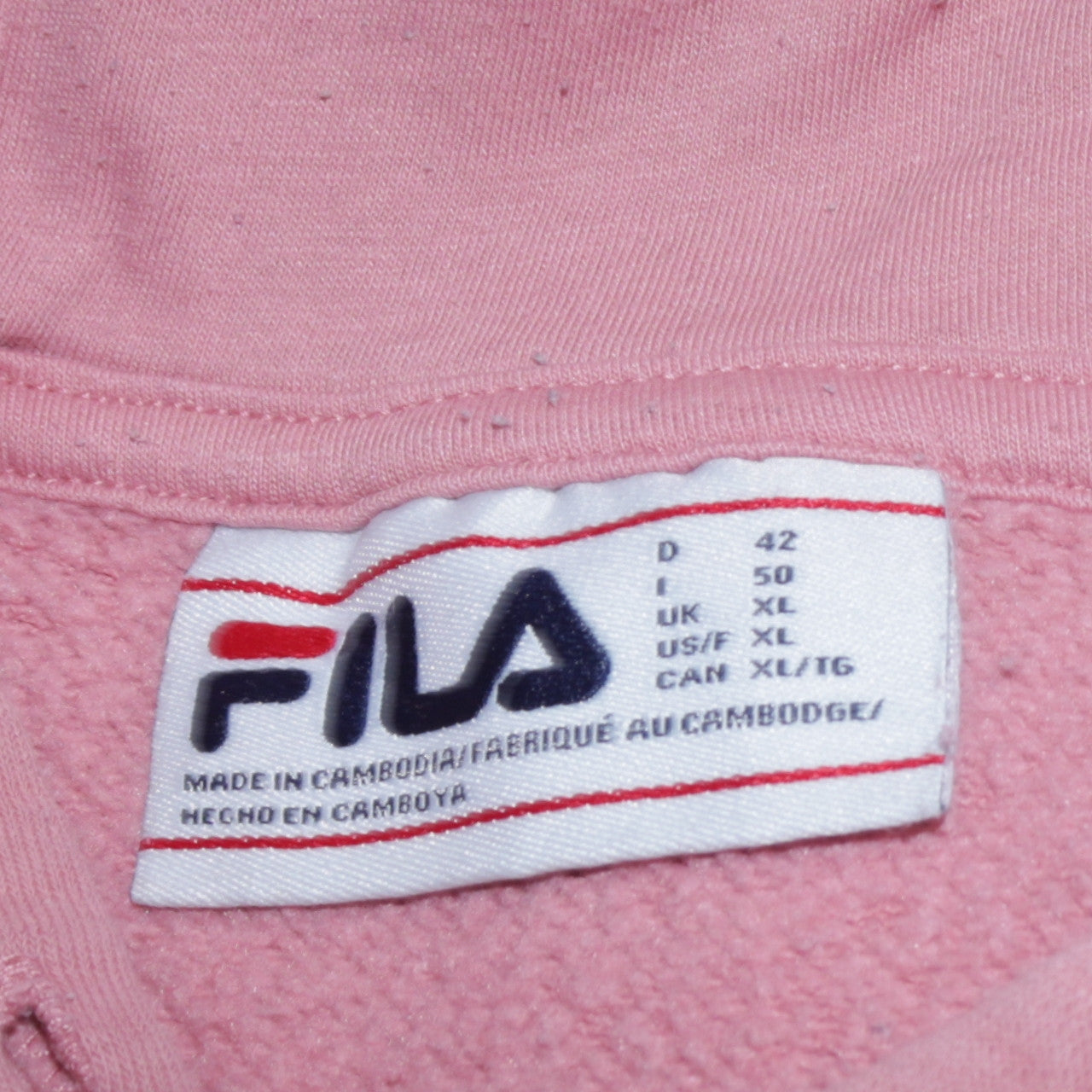 Womens UK Size XL FILA Pink Pullover Hoodie