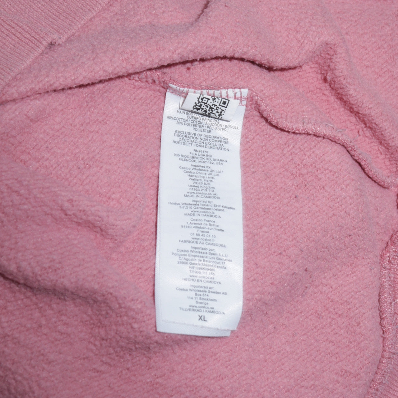 Womens UK Size XL FILA Pink Pullover Hoodie
