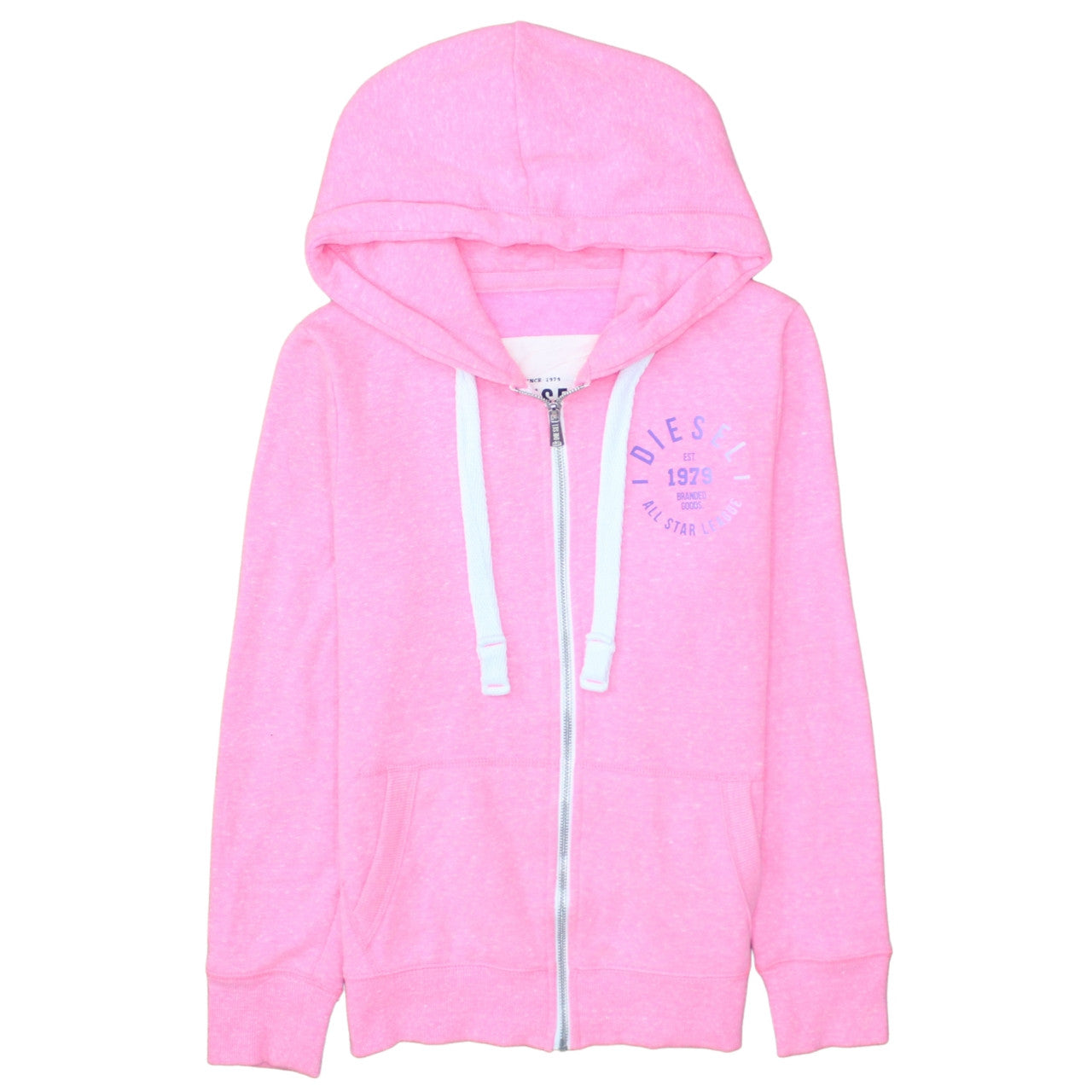 Womens UK Size S Diesel Pink Full Zip Hoodie