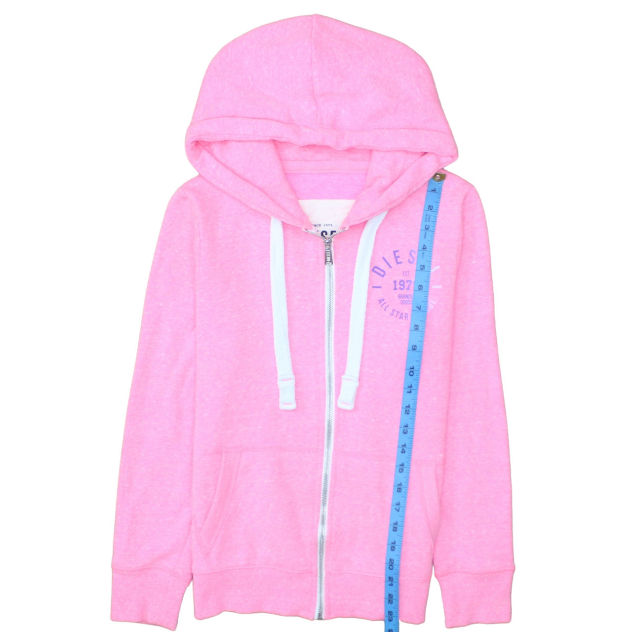 Womens UK Size S Diesel Pink Full Zip Hoodie