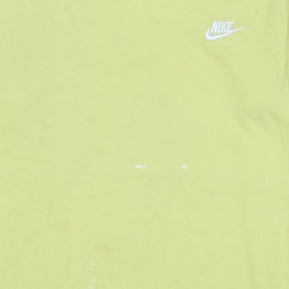 Nike Men's Yellow Crew Neck Short Sleeve Cotton T-Shirt M