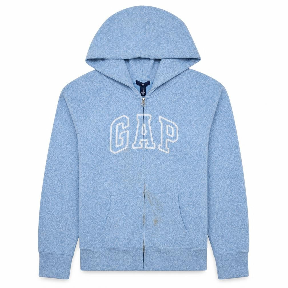 Gap Men Blue Full Zip Hoodie M Regular Fit Logo Sweatshirt