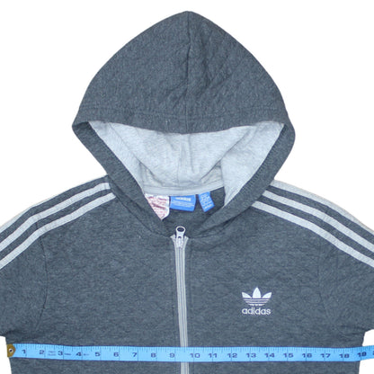 Adidas Boys Grey Full Zip Hoodie 13-14 Years Classic Sports Logo