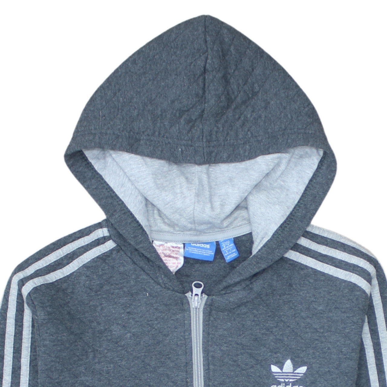 Adidas Boys Grey Full Zip Hoodie 13-14 Years Classic Sports Logo