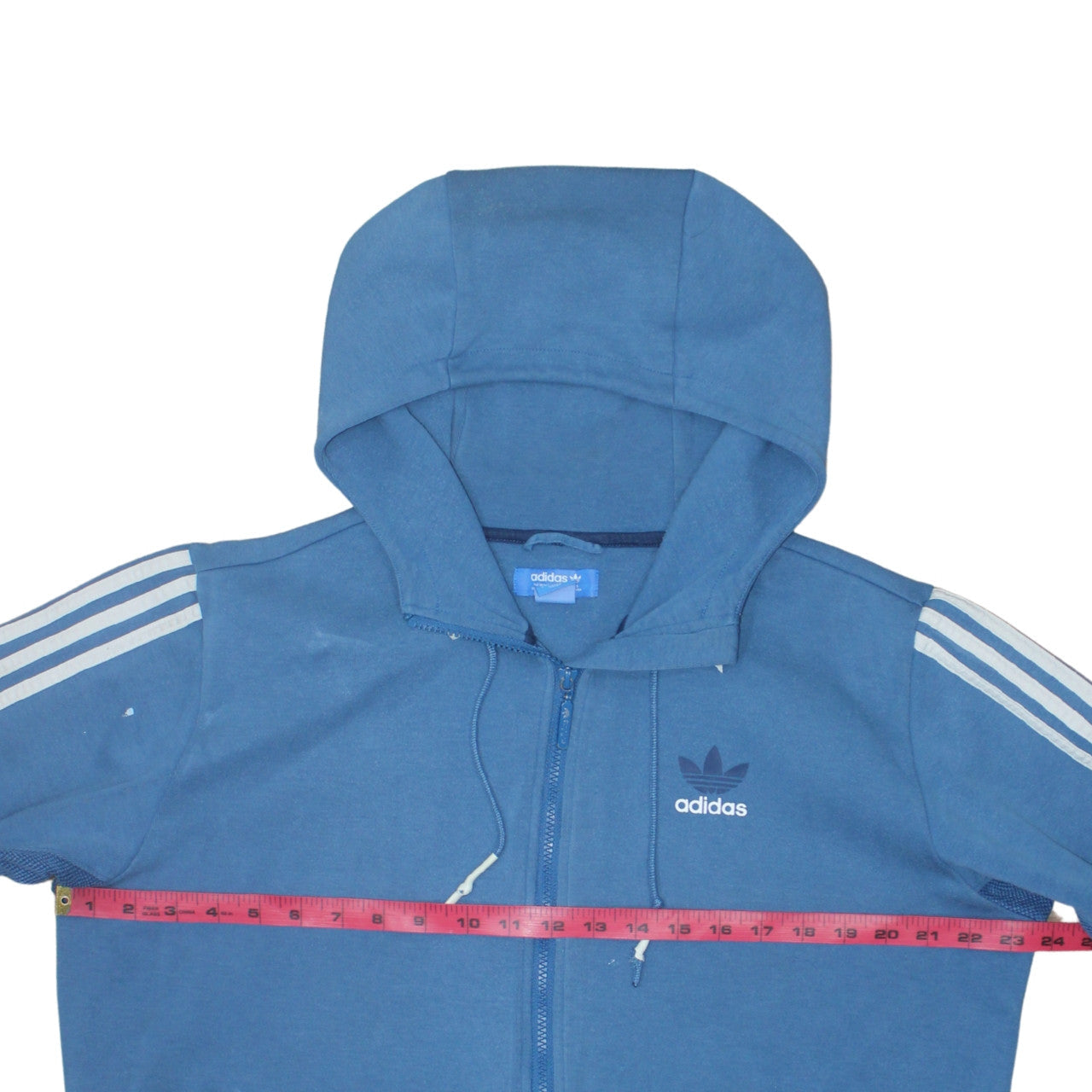 Mens UK Size L adidas Blue Full Zip Hoodie