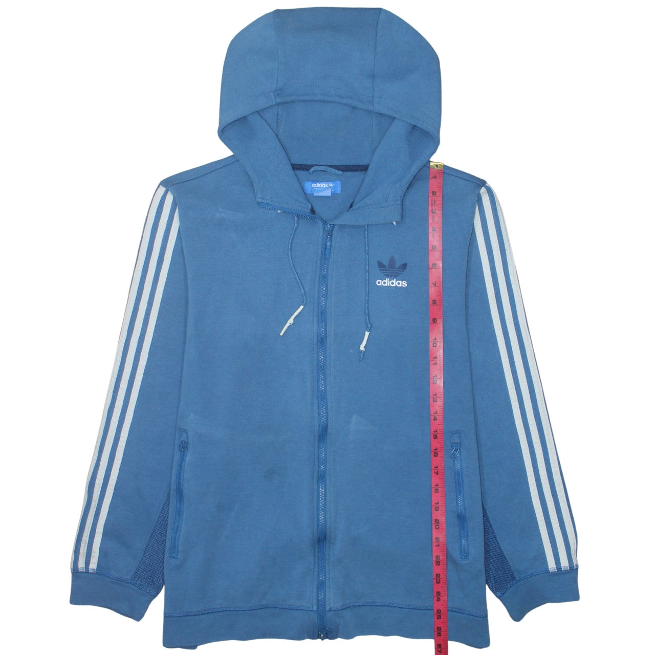 Mens UK Size L adidas Blue Full Zip Hoodie