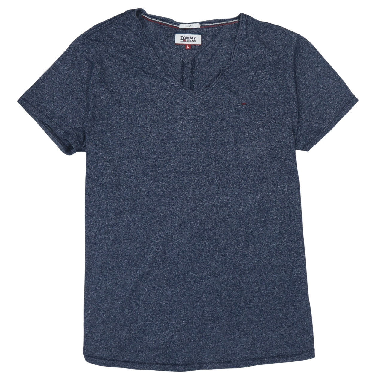 Tommy Jeans Mens Blue V-Neck Slim Fit Short Sleeve T-Shirt L