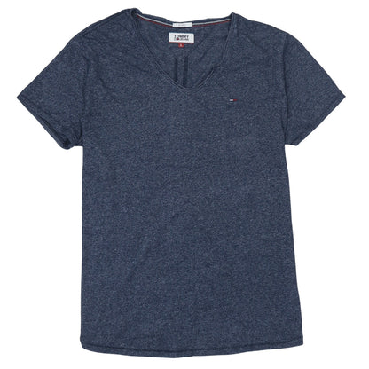 Tommy Jeans Mens Blue V-Neck Slim Fit Short Sleeve T-Shirt L