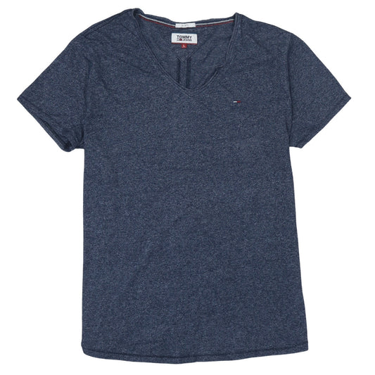 Tommy Jeans Mens Blue V-Neck Slim Fit Short Sleeve T-Shirt L