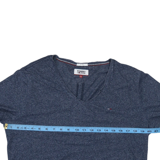 Tommy Jeans Mens Blue V-Neck Slim Fit Short Sleeve T-Shirt L