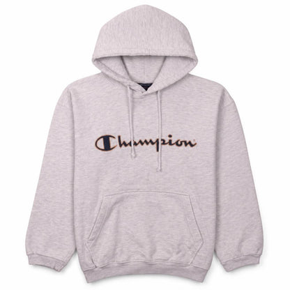 Front view of Champion boys’ grey pullover hoodie 11-12 years regular fit fleece