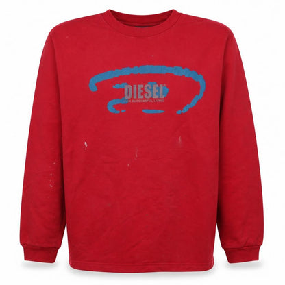 Mens UK Size XL Diesel Red Pullover Sweatshirt