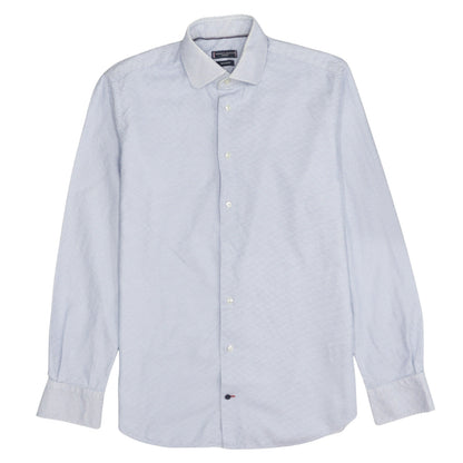 Tommy Hilfiger Men’s Blue Geometric Regular Fit Cotton Long Sleeve Shirt Size 16