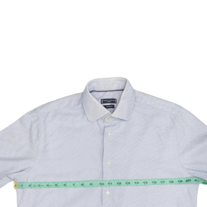 Tommy Hilfiger Men’s Blue Geometric Regular Fit Cotton Long Sleeve Shirt Size 16