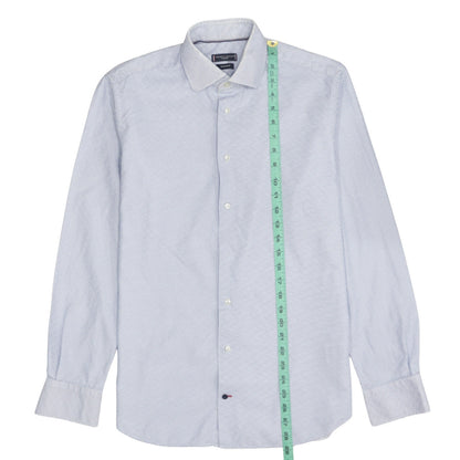 Tommy Hilfiger Men’s Blue Geometric Regular Fit Cotton Long Sleeve Shirt Size 16