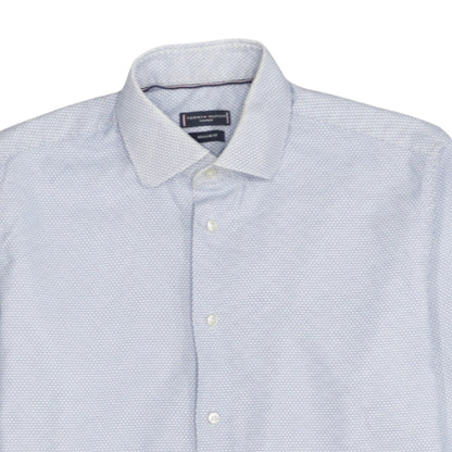 Tommy Hilfiger Men’s Blue Geometric Regular Fit Cotton Long Sleeve Shirt Size 16