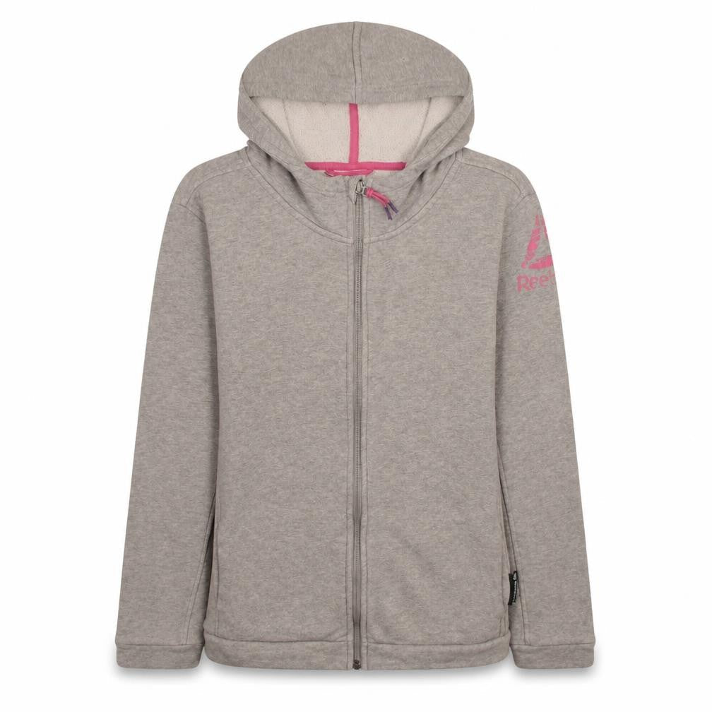 Front view of Reebok girls’ grey full zip fleece hoodie 13-14 years