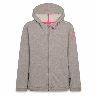 Front view of Reebok girls’ grey full zip fleece hoodie 13-14 years
