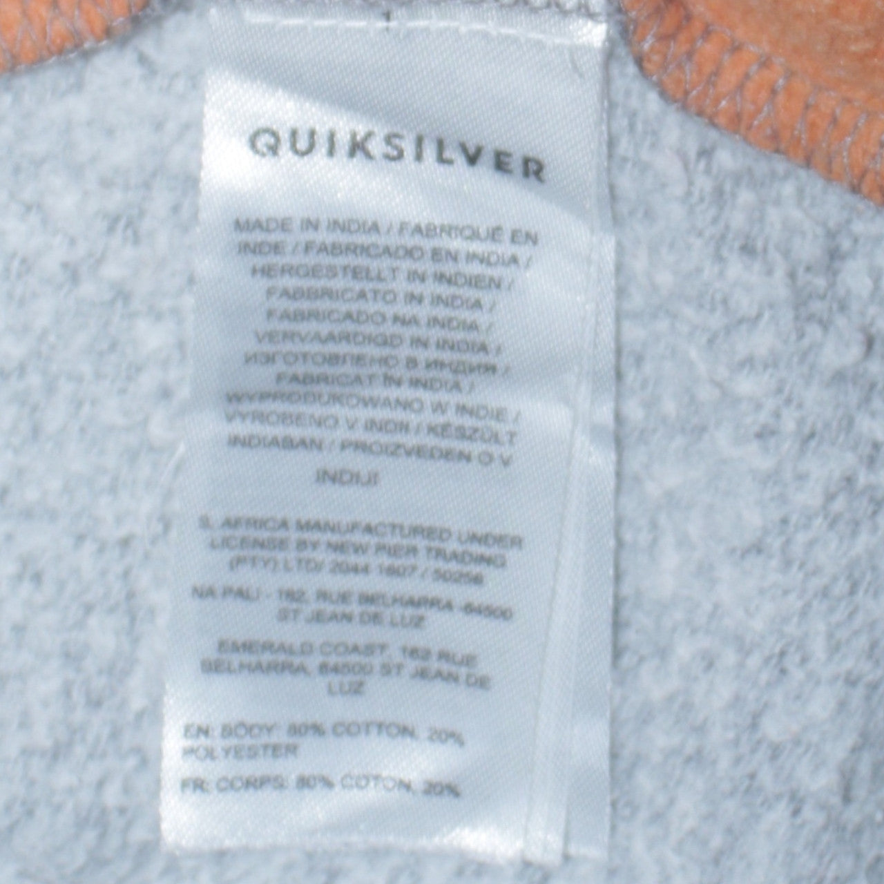 Boys UK Size 18-19 Years Quiksilver Multicoloured Pullover Hoodie