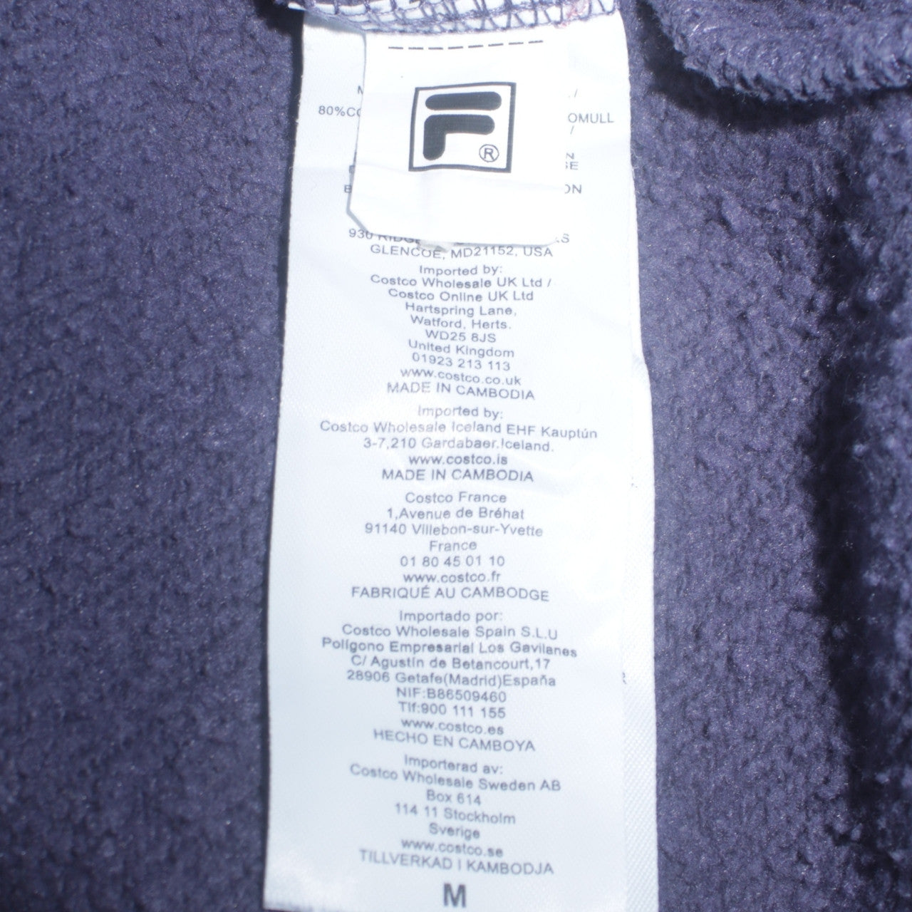 Womens UK Size M FILA Blue Pullover Hoodie