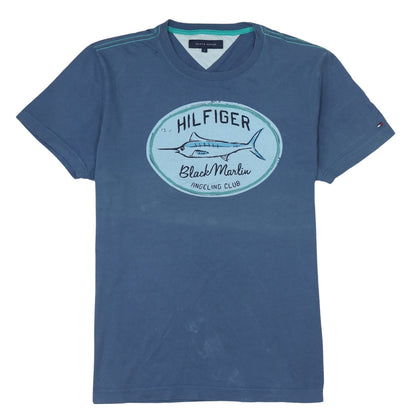 Tommy Hilfiger Men’s Blue Graphic Print Crew Neck Cotton T-Shirt M