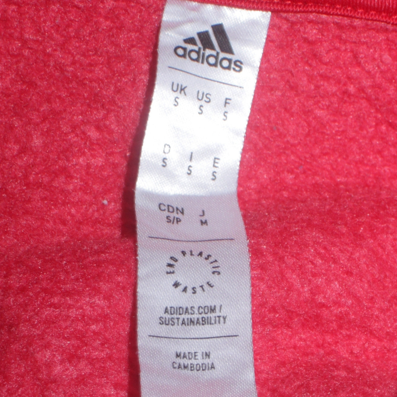 Mens UK Size S adidas Red Pullover Hoodie