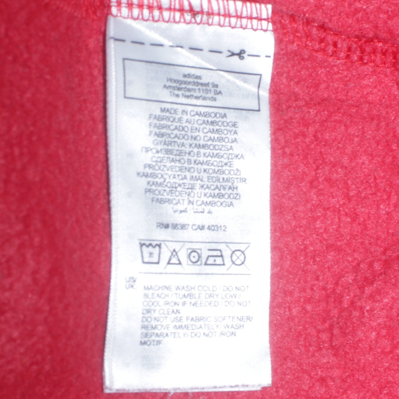 Mens UK Size S adidas Red Pullover Hoodie