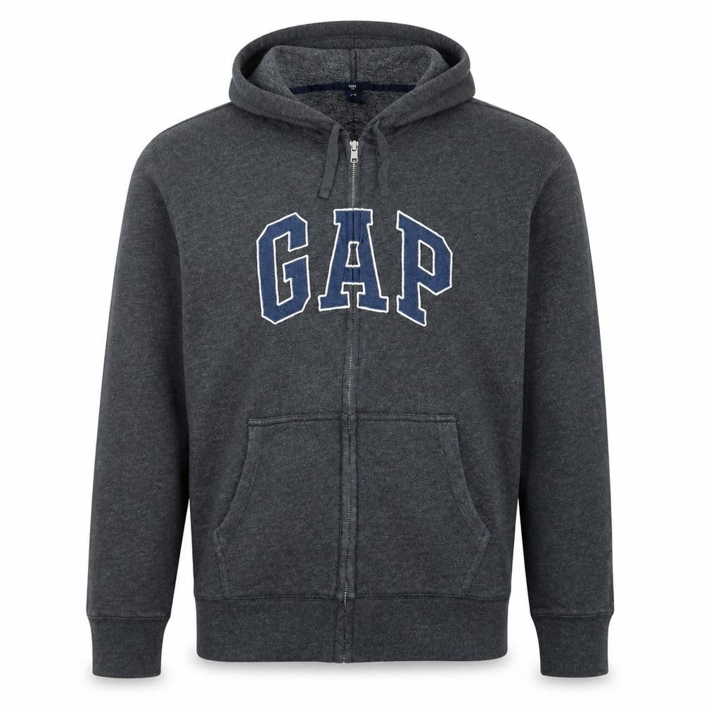 Gap Men’s Grey Full Zip Fleece Hoodie XL Regular Fit Logo Style