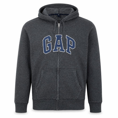 Gap Men’s Grey Full Zip Fleece Hoodie XL Regular Fit Logo Style