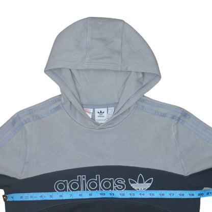 Adidas Boys Grey Colourblock Pullover Hoodie 15-16 Years Logo Fleece