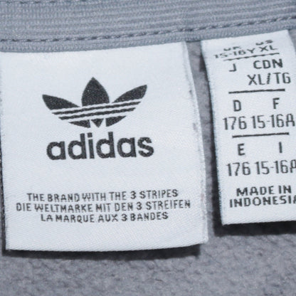 Adidas Boys Grey Colourblock Pullover Hoodie 15-16 Years Logo Fleece