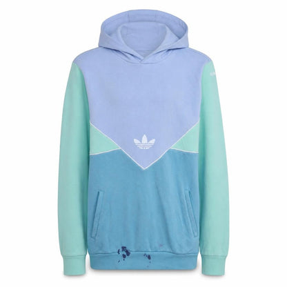 Front view of adidas girls’ blue colourblock pullover hoodie, size 15-16, years
