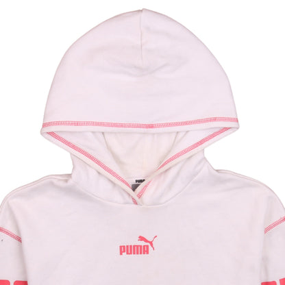 Puma Girls White Pink Logo Pullover Hoodie 13-14 Years