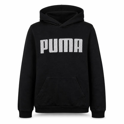 Front view of Puma boys’ black hoodie 13-14 years pullover fleece sweatshirt