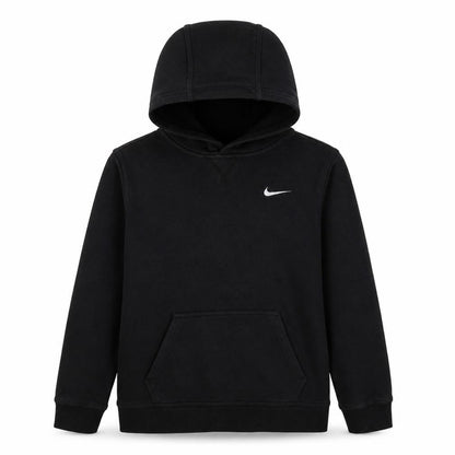 Front view of Nike boys’ black pullover fleece hoodie xl 13-15 years hooded sweatshirt