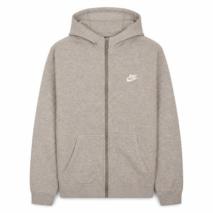 Front view of Nike boys’ grey full zip hoodie 12-13 years regular fit logo design