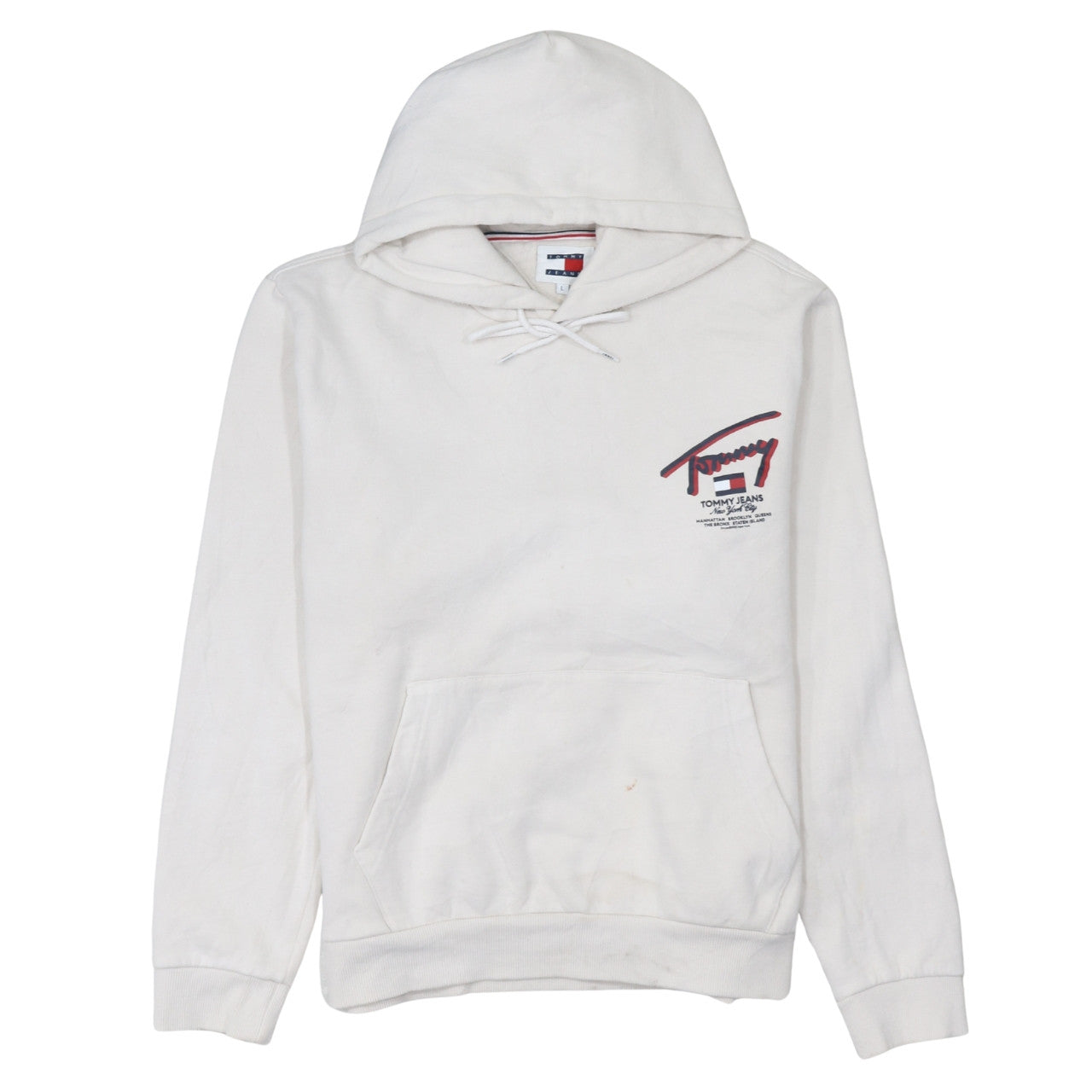 Mens UK Size L Tommy Jeans White Pullover Hoodie