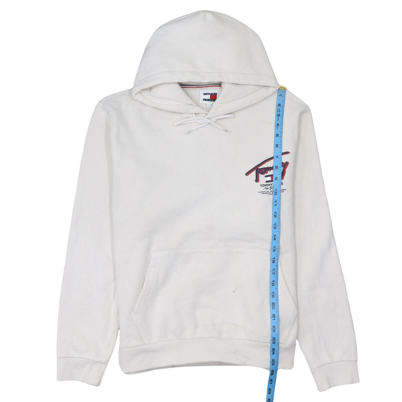 Mens UK Size L Tommy Jeans White Pullover Hoodie