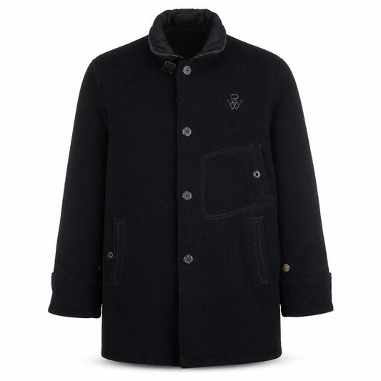Front view of G-Star RAW Men's Black Wool Blend Overcoat L Regular