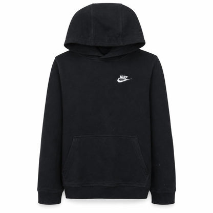 Front view of Nike boys’ black pullover hoodie l 147-158cm fleece sweatshirt