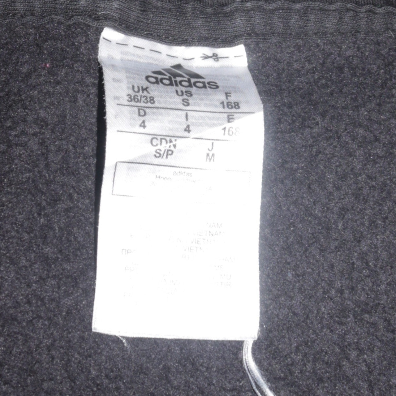Mens UK Size S adidas Black Full Zip Hoodie