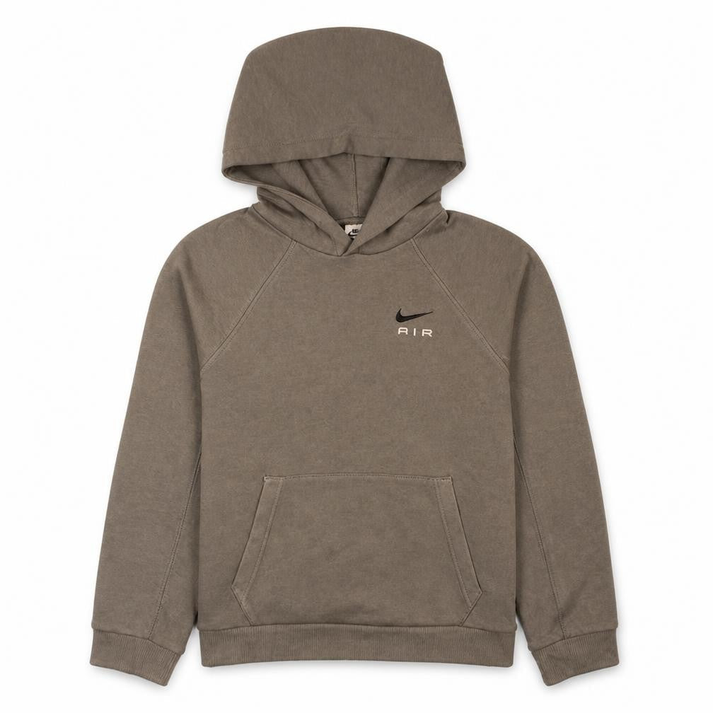 Front view of Nike boys’ brown pullover hoodie l logo fleece hooded sweatshirt