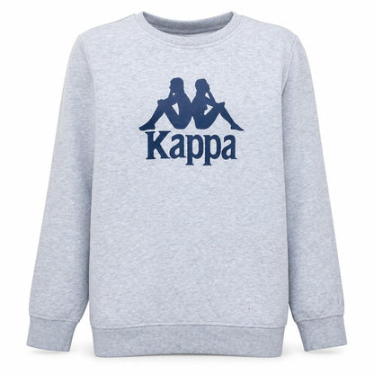 Front view of Kappa boys’ grey logo crew neck sweatshirt, size 146/152, cotton blend