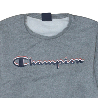 Champion Boys Grey Logo Pullover Sweatshirt XL 13-14 Years Fleece Crew Neck