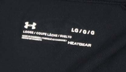 Under Armour Boys Black L Long Sleeve 1/4 Zip Track Jacket HeatGear