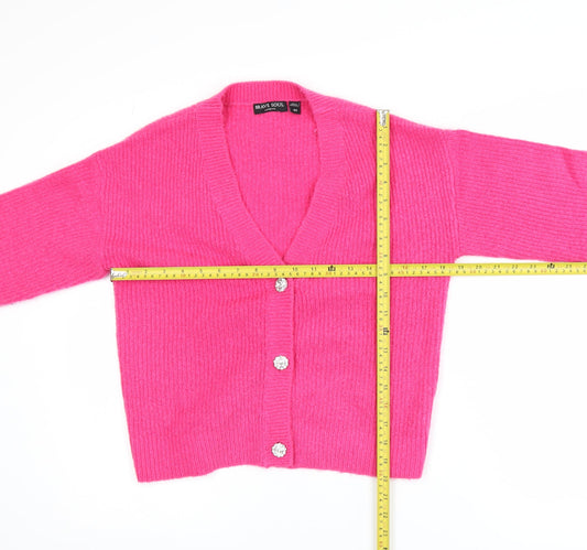 Brave Soul Womens Pink XS Cardigan V-Neck Acrylic Blend Knit